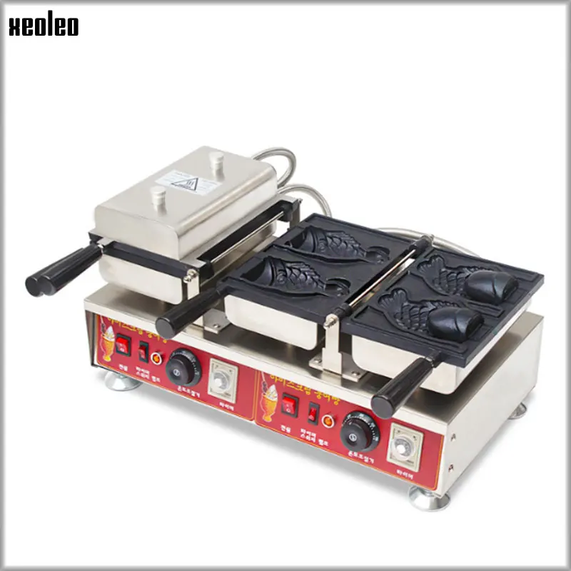 

XEOLEO Taiyaki Maker Snapper Machine Electric tow Plates 2 Fish Taiyaki Machine Non-Stick Cooking Surface Waffle Baker 3200W