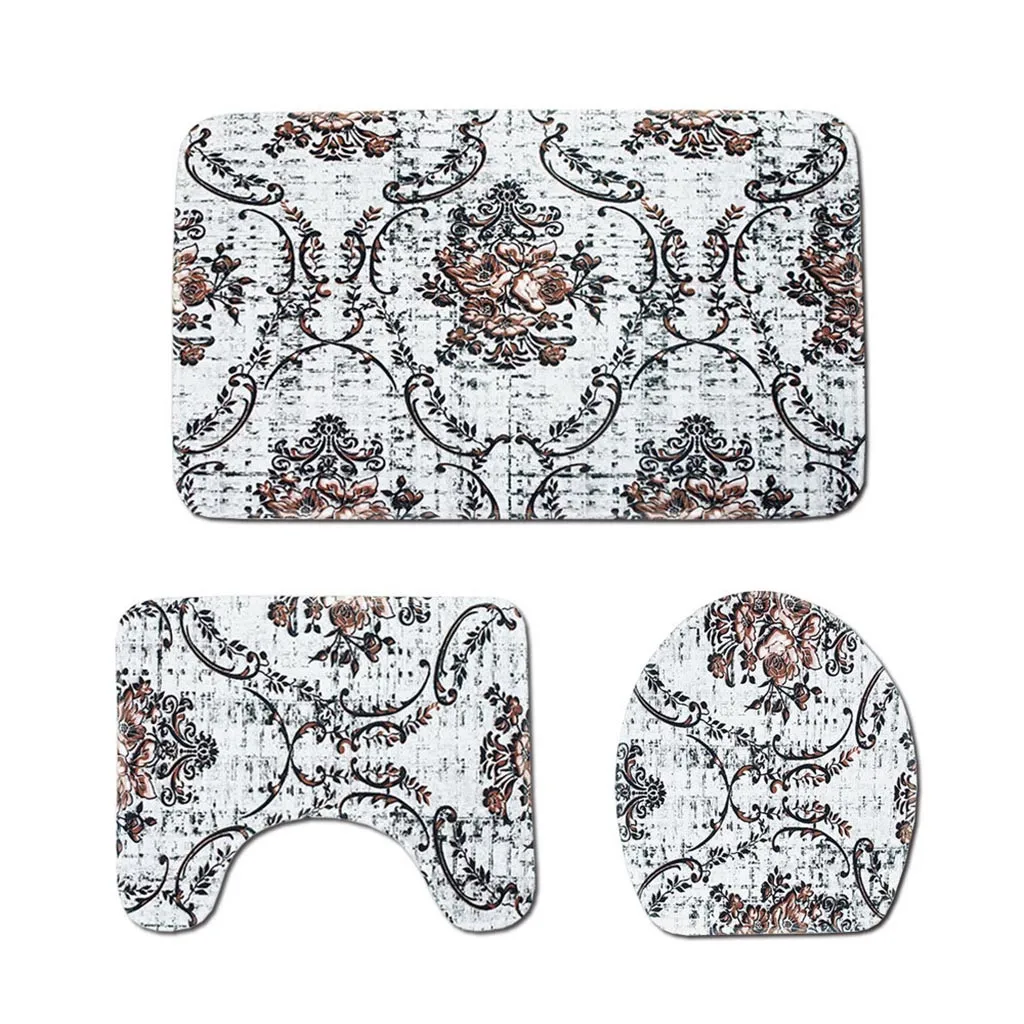 3 шт. Нескользящие европейские узорные ручки для ванной набор туалетных ковриков