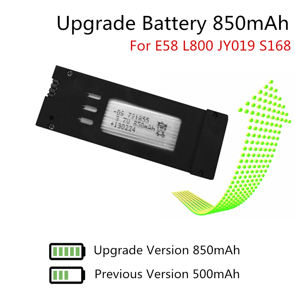 E58 Battery Upgrade 850mAh Lipo Battery For Eachine E58 L800 JY019 S168 3.7V 500mAh Bateria
