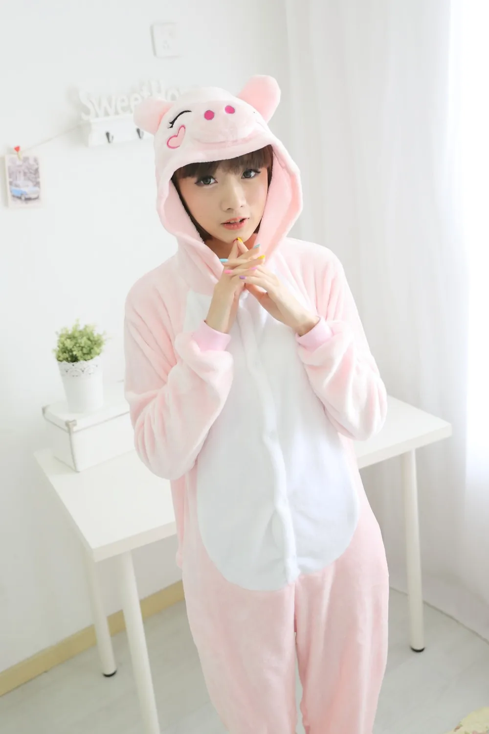 Взрослые розовой свинки фланелевые пижамы Все в одном Pyjama костюмы Костюмы для