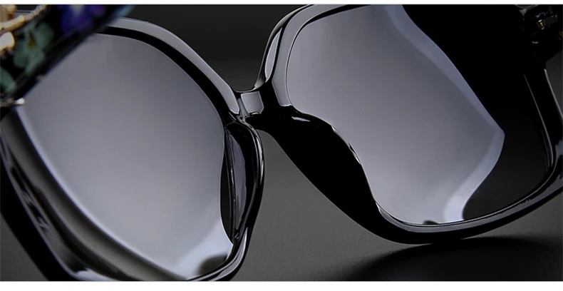 PARZIN Luxury Elegant Printing Frame Sunglasses For Women Square Big Frame Polarized Pattern Sun Glasses For Driver