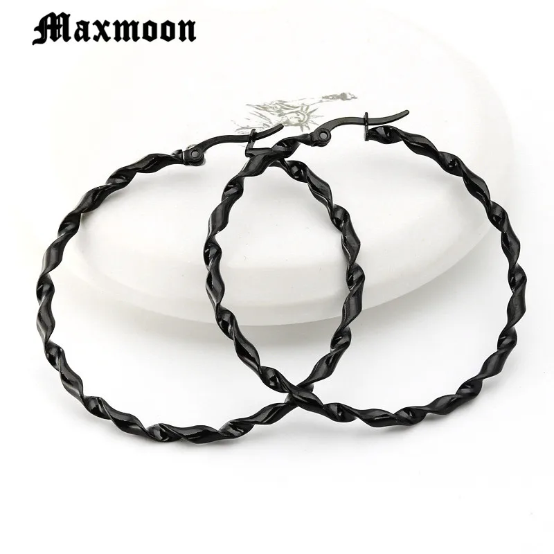 Женские серьги кольца Maxmoon круглые вrincos из нержавеющей стали золотого цвета