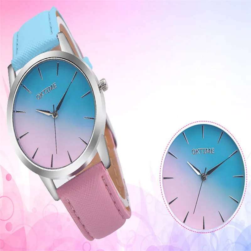 New 2019 Fashion Womans Watches Retro Rainbow Design Leather Band Quartz Wrist Watch Woman Ladies Clock Relogio Feminino Saat | Наручные
