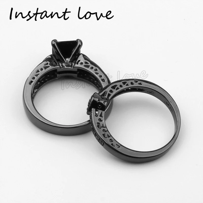 Женское и мужское кольцо в стиле ретро Instant love роскошное из черного золота с