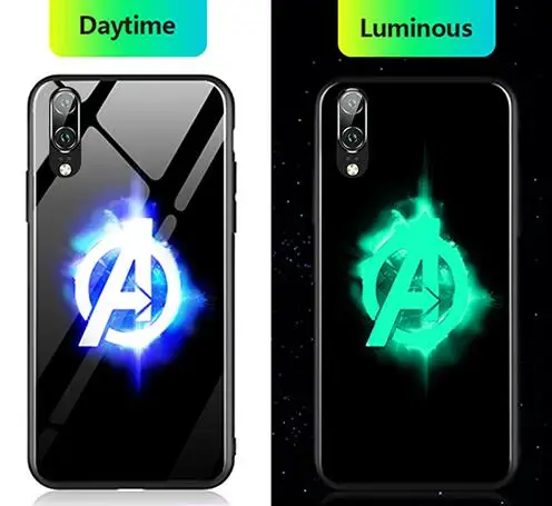 The Avengers Светящийся чехол из закаленного стекла Капитан Америка Марвел Бэтмен Железный человек задняя крышка для huawei P10 Plus P20 Pro P30 Pro Мстители чехол - Цвет: The Avengers