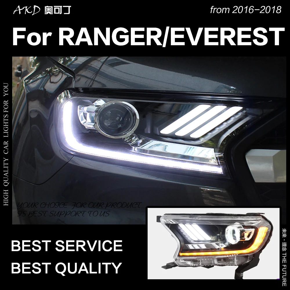 AKD автомобильный Стайлинг для Ford Everest Ranger фары- динамический сигнал поворота светодиодный фонарь DRL Hid Bi Xenon автомобильные аксессуары