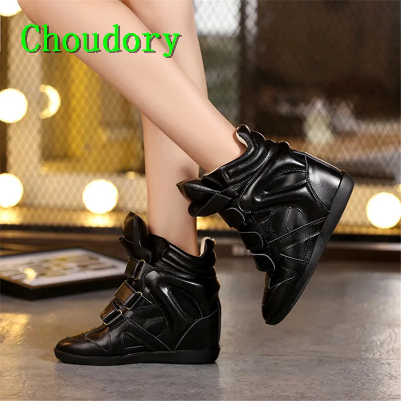 Choudory Высота Увеличение Высокий Верх женская Обувь Твердые Крюк Петля