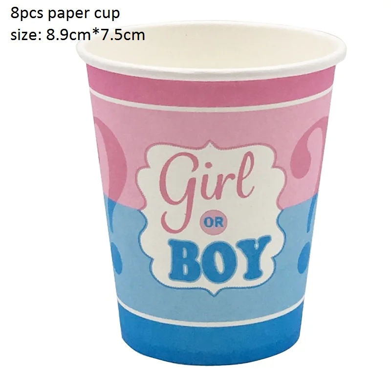 8pcs cup Пол раскрывает столовые приборы для девочек или мальчиков латексные шары для душа ребенка конфетти воздушные шары для дня рождения украшения для детей - Цвет: 8pcs cup
