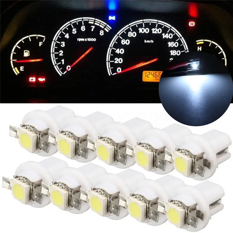 10 шт. 1 SMD T5 лампа Автомобильный датчик Speedo лампочка приборной панели приборная