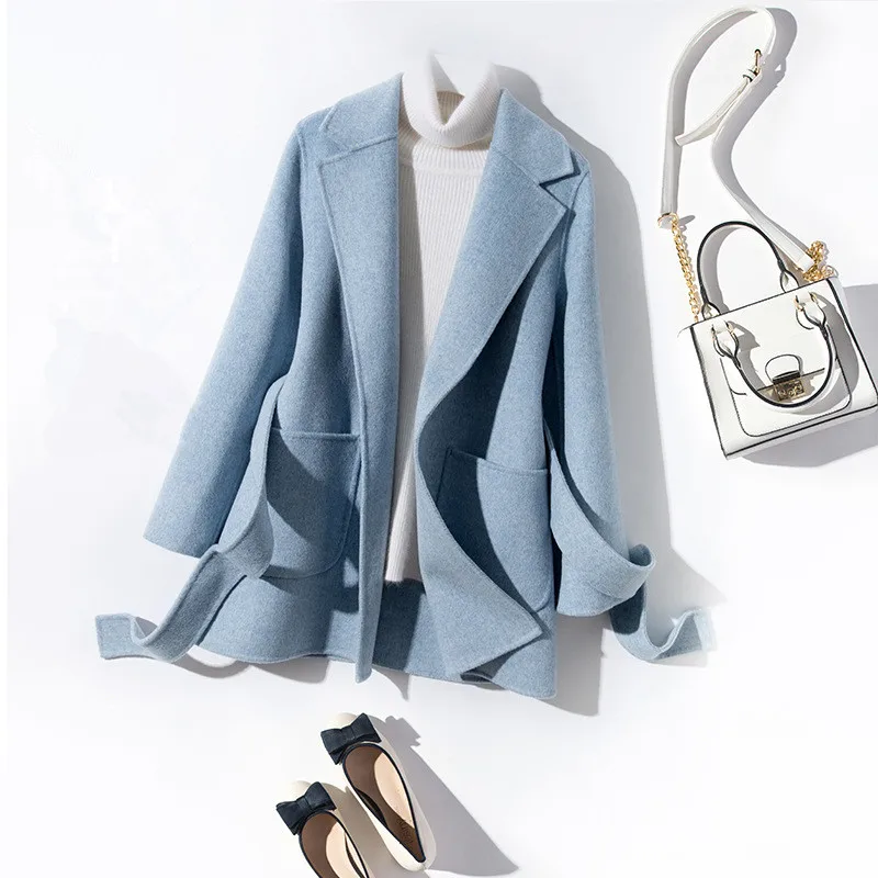 

KMETRAM 100% Wool Coat Female Jacket Woman Spring 2020 Korean Woolen Coats and Jackets Women windbreaker Chaqueta Mujer MY2681