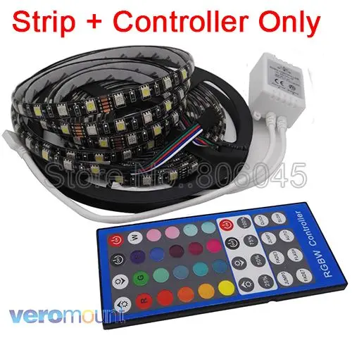 Strip and Controller 5050 RGBWW Светодиодная лента Черная PCB IP20 IP65 IP67 водонепроницаемая полоса 12 в 5 м 60 Светодиодный/м+ 40Key RGBW Пульт дистанционного управления+ DC12V 5A блок питания - Испускаемый цвет: Strip and Controller