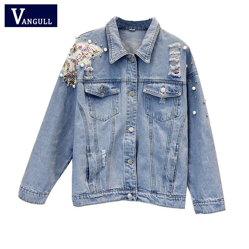 Джинсовая куртка Vangull новинка 2019 повседневные женские свободные куртки с