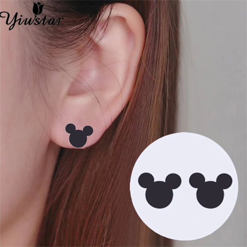 Yiustar мини животные Микки серьги для женщин девочек ювелирные изделия на день рождения маленькие милые серьги из нержавеющей стали детские аксессуары