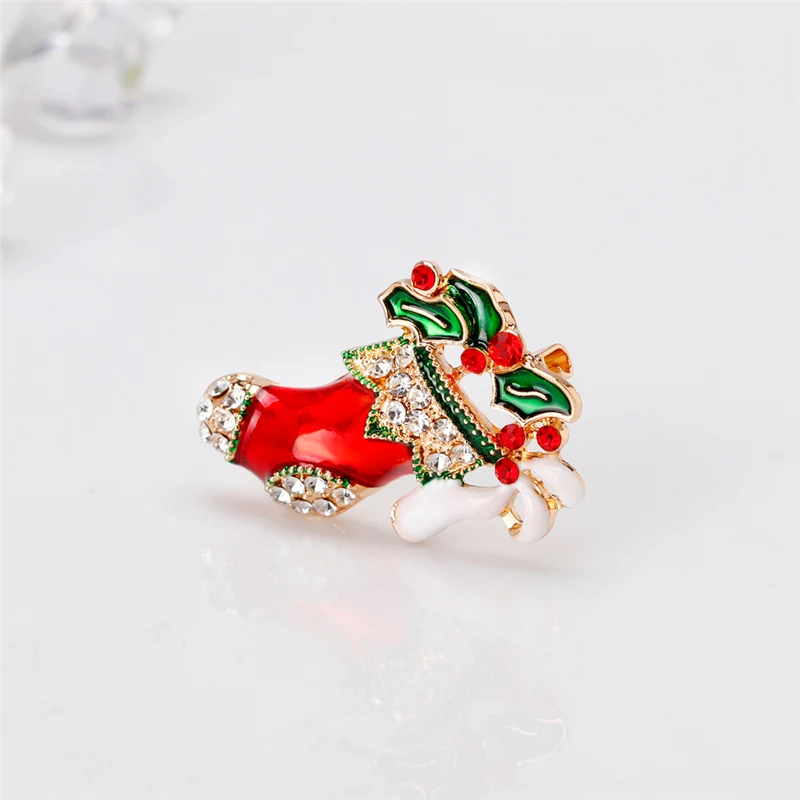 Популярная брошь в форме рождественских сапог обувь Санта Клауса носки золотого