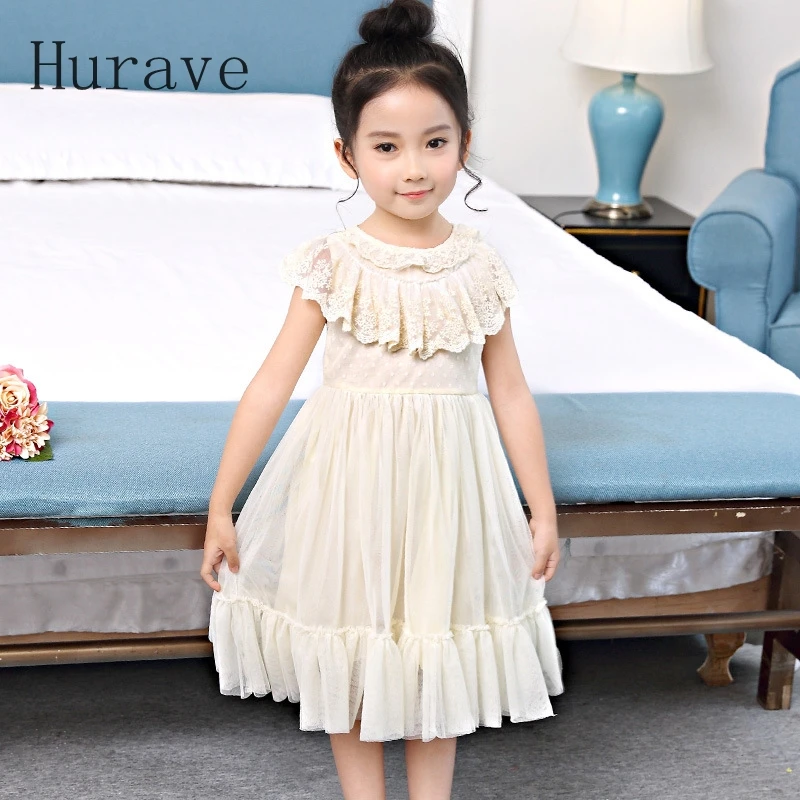 Hurave girls dress kids mesh clothes princess vestidos lace girl clothing Costumes for toddler performance | Детская одежда и