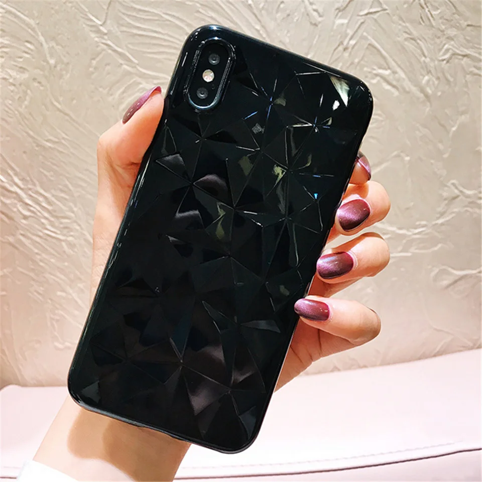 Алмазная текстура чехол для iPhone 6 6s 7 8 Plus X XR XS Max мягкий телефон Роскошный
