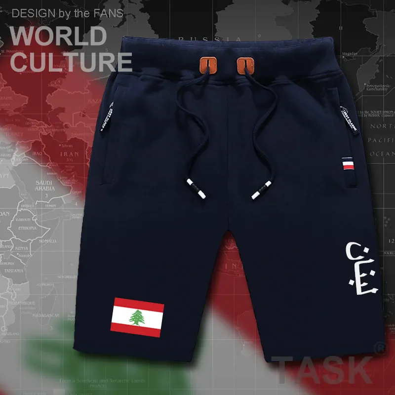 Мужские пляжные шорты Lebanon мужские для тренировок с флагом на молнии карманами