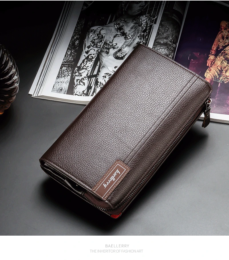 Baellerry Men Clutch Bag With Card Holder Fashion Long Zipper Men Wallets Coin Pocket Casual Business Male Clutch Phone Purse
