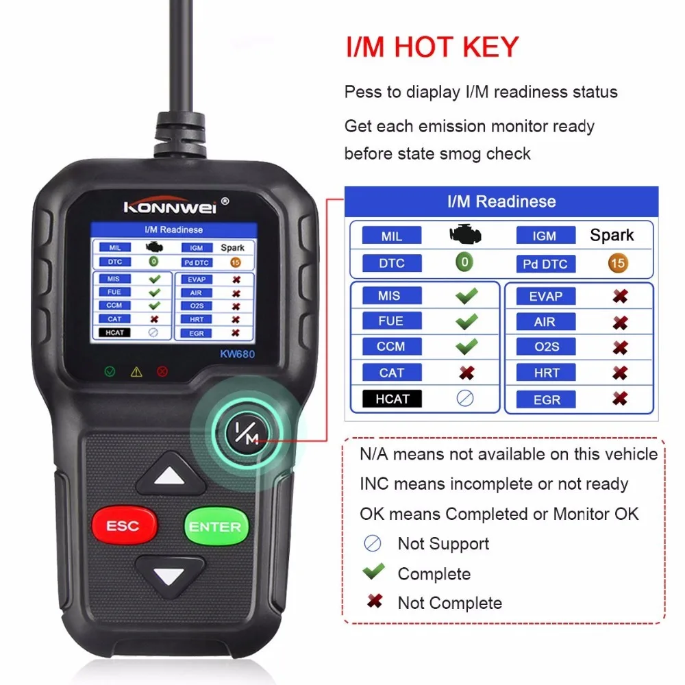 KONNWEI KW680 лучший OBD2 ODB 2 диагностический сканер для автомобиля OBD инструмент