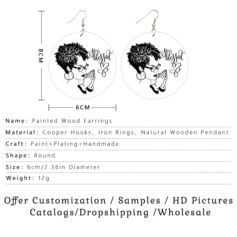 SOMESOOR афро вьющиеся леди деревянные серьги с местами и кольцами африканские