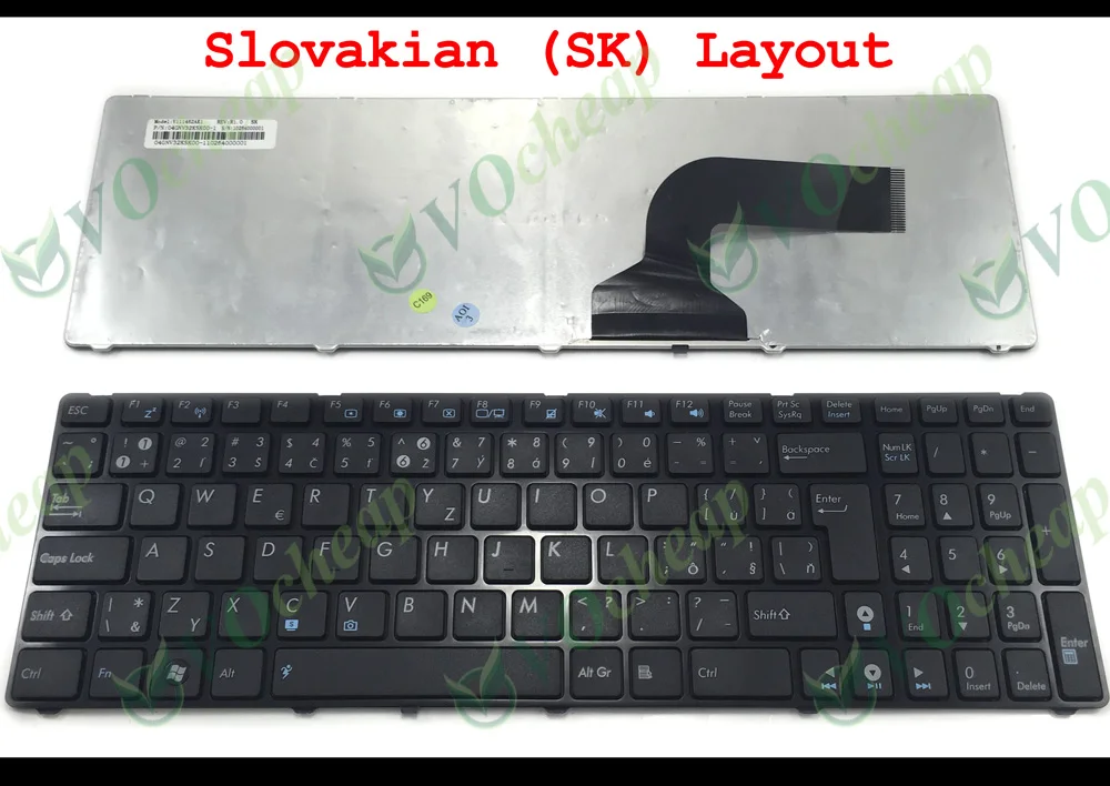 

New Laptop keyboard for ASUS G60 K52 G51 G53 N61 U50 X61 G60J G60V G60JX G60VX Black with frame Black Slovakian SK - V111462Ak1