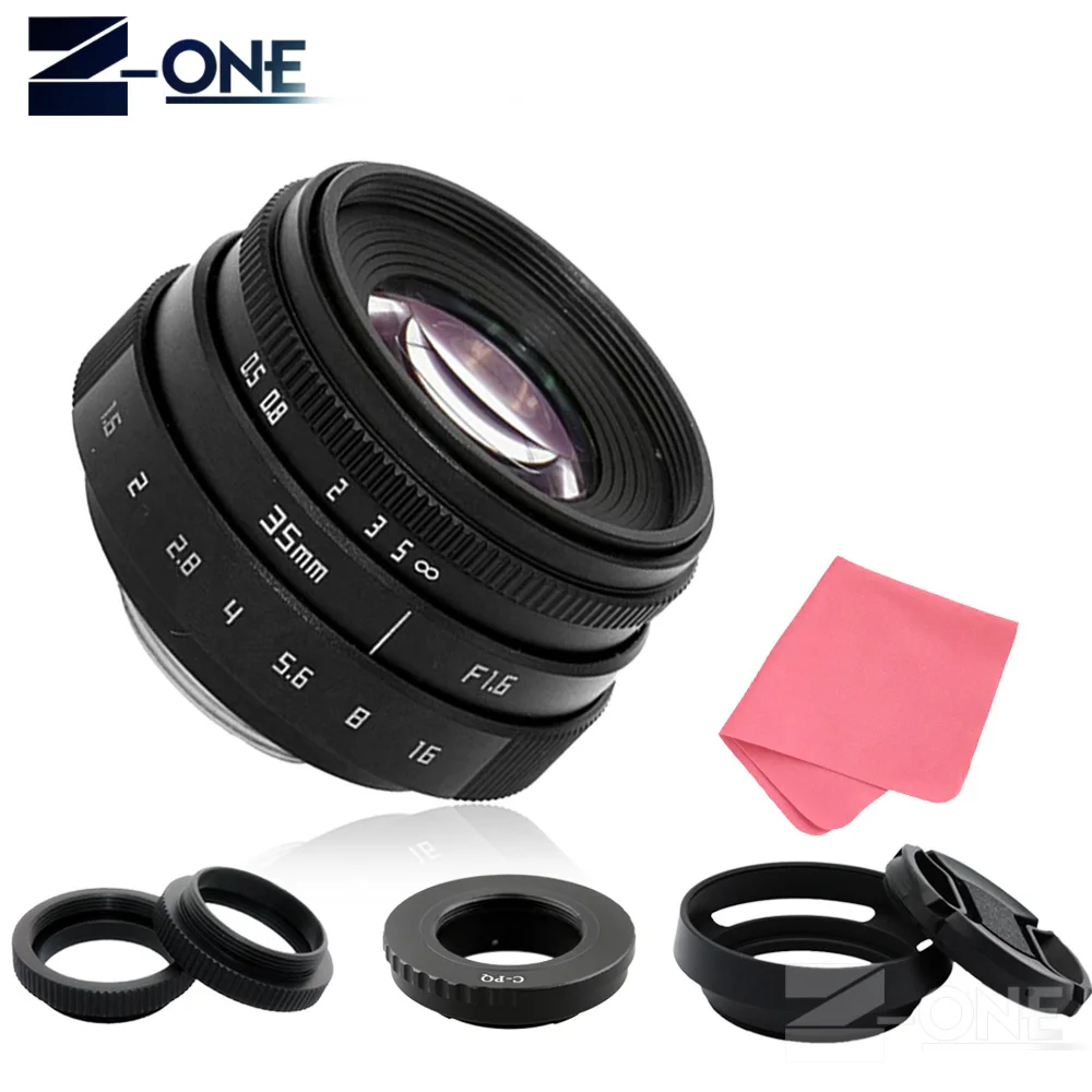 

35mm F1.6 CCTV Lens C Mount Camera Lens + Lens Hood for or C-PQ Lens Mount Ring Adapter C-P/Q for Pentax Q/Q10/Q7/Q-S1 Camera