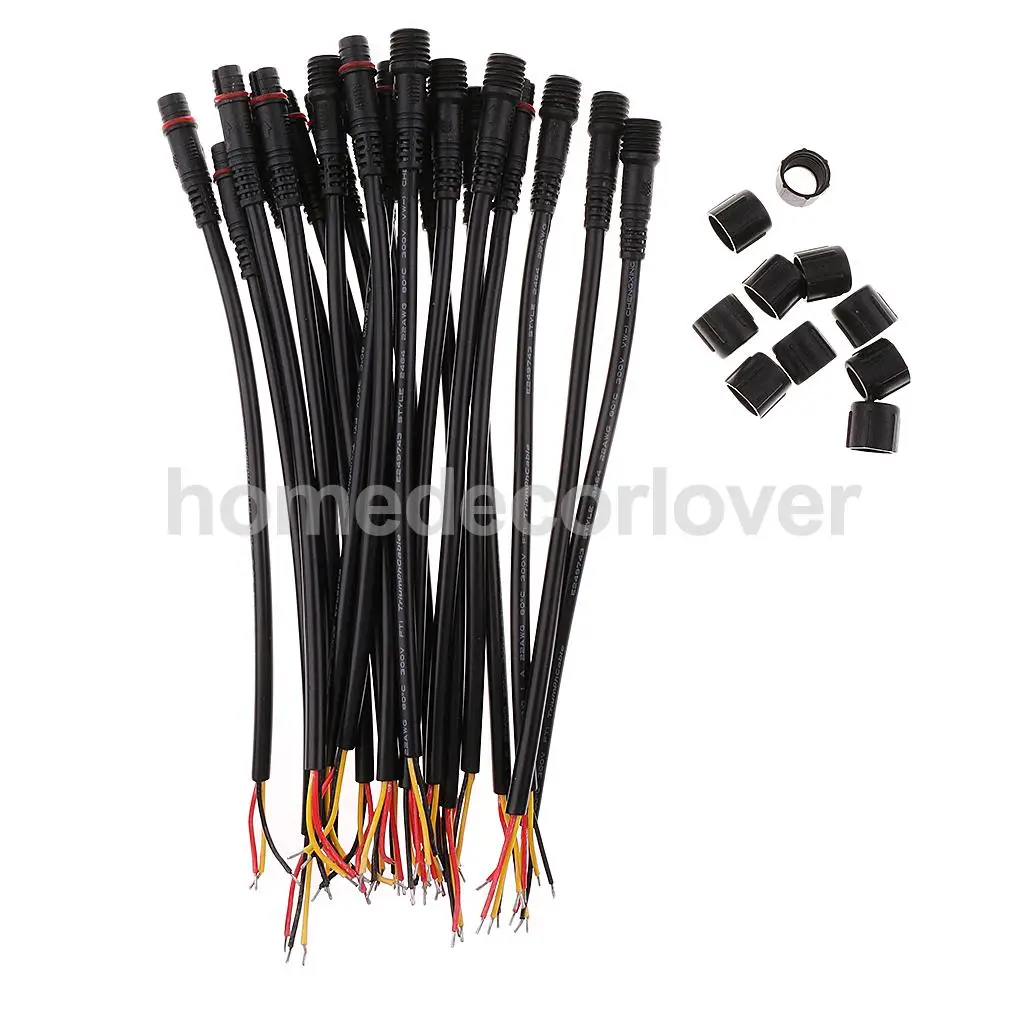 10 пар в комплекте Черный Водонепроницаемый IP65 22AWG 3 Pin типа папа + гнездовой разъем