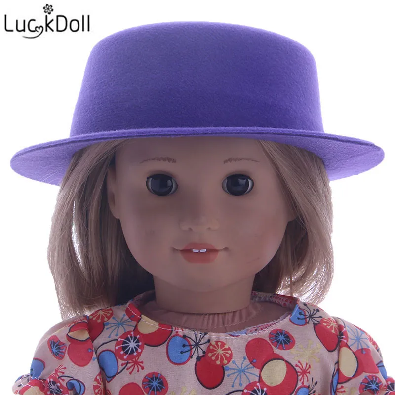 LUCKDOLL модные новые конфетного Цветной шерсть с плоским верхом шапка аксессуары для игрушечной куклы для 18 дюймов американская кукла лучший подарок - Цвет: n245