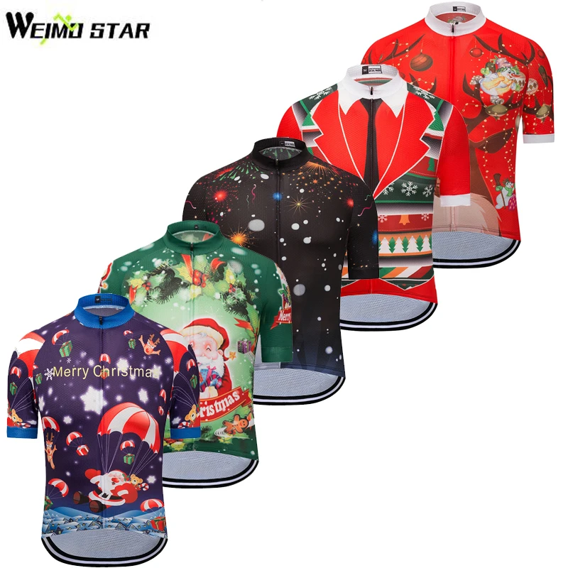 Мужские майки для велоспорта WEIMOSTAR Team Рождественская одежда с коротким рукавом