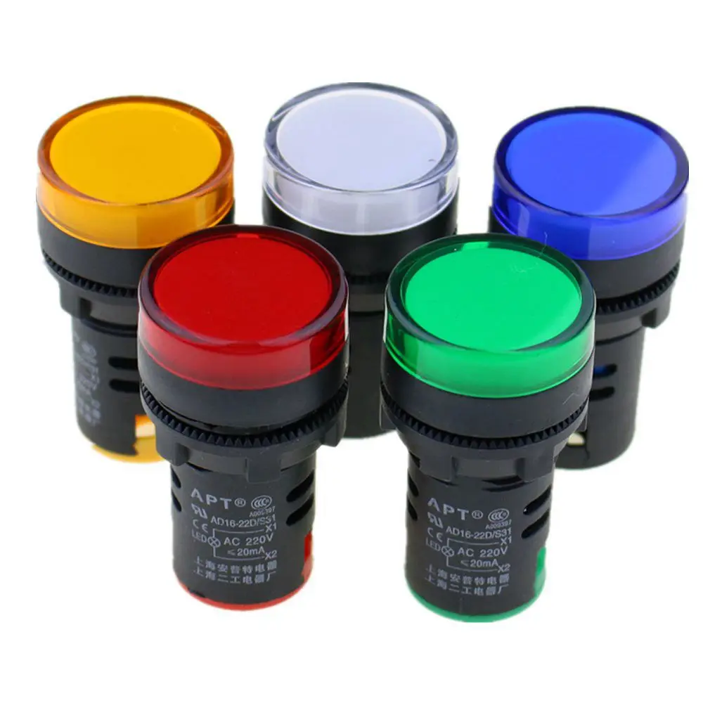 

5pcs/lot 22mm AC/DC 24V Panel Led Signal Light Brightness Warterproof Indicator Indicating Lights Hole Size AD16-22D/S