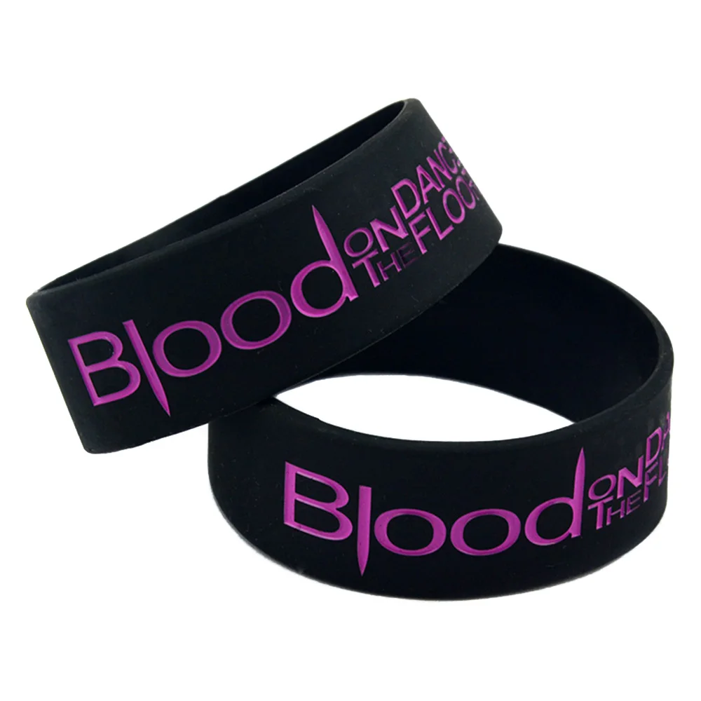 

OBH 25PCS Blood On The Dance Floor Silicone Wristband for Music Fans 1 Inch Wide Pink and Black