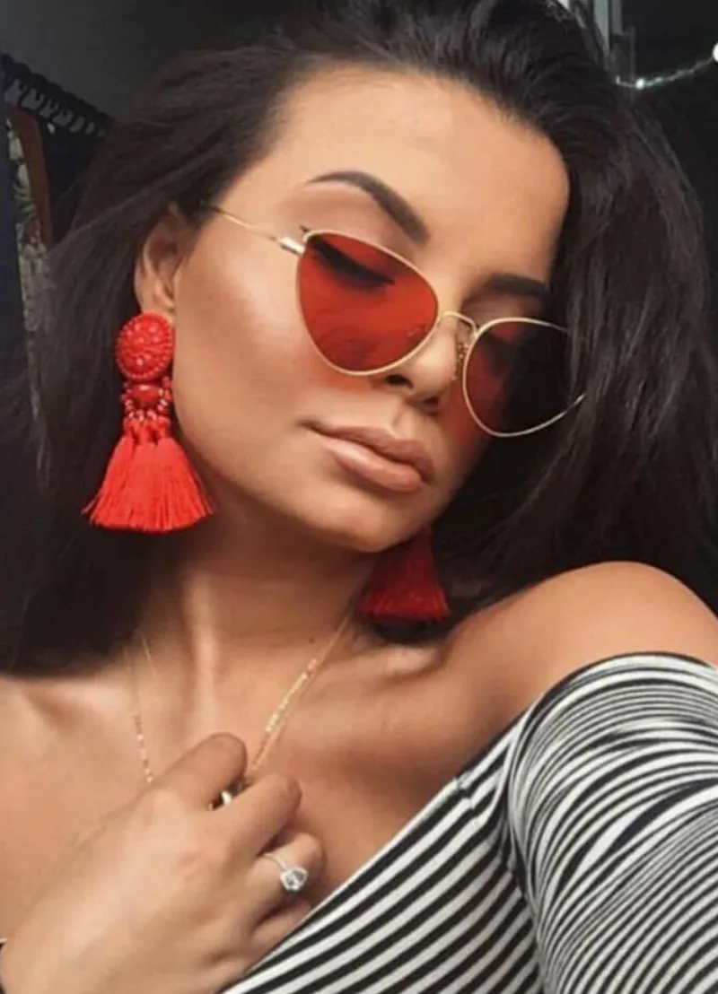 Женские очки кошачий глаз металлические брендовые дизайнерские солнцезащитные