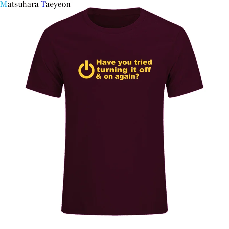 Men's T-shirt HAVE YOU TRIED TURNING IT OFF AND ON AGAIN? FUNNY PRINTED MENS T SHIRT GEEK NERD Tshirts Clothing | Мужская одежда