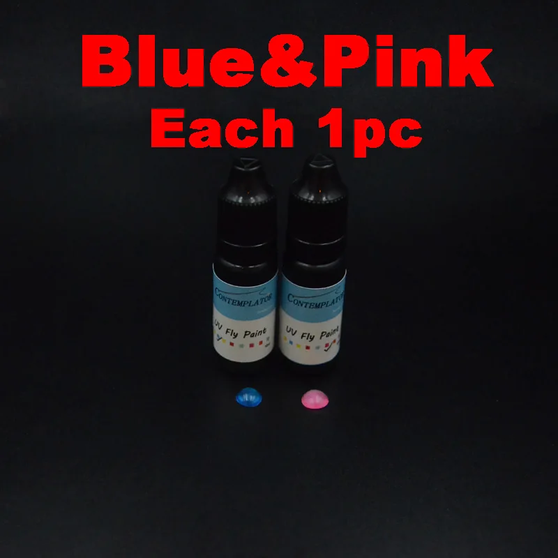 Blue and Pink 2 бутылки УФ муха краски 2 цвета комбо муха Связывание смолы для рыбалки лечит за секунды средний толстый прозрачный Красочный УФ полимерный клей - Цвет: Blue and Pink