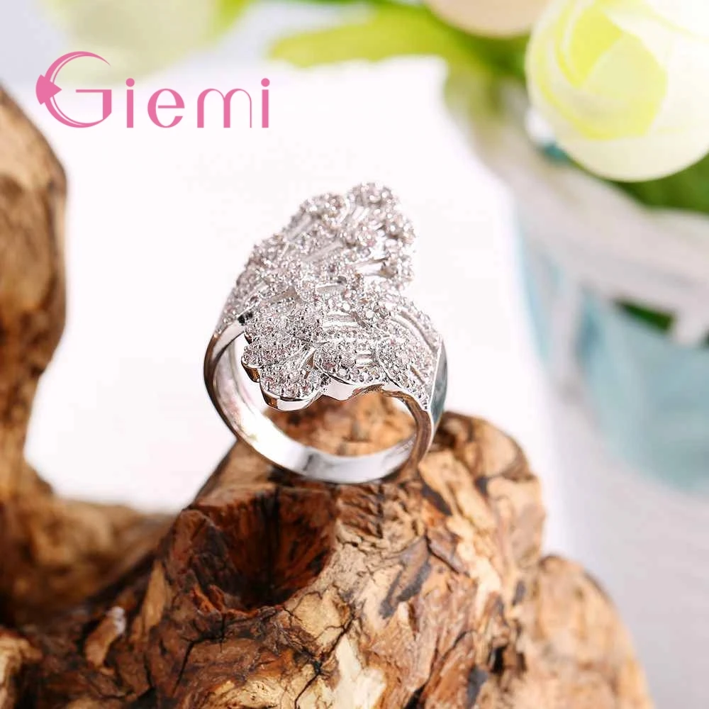 Charm AAA++ Zircon Fire CZ Rings For Women Soild 925 Sterling Silver Vintage Fashion Big Wide Bague Filled Birthstone Ring | Украшения и