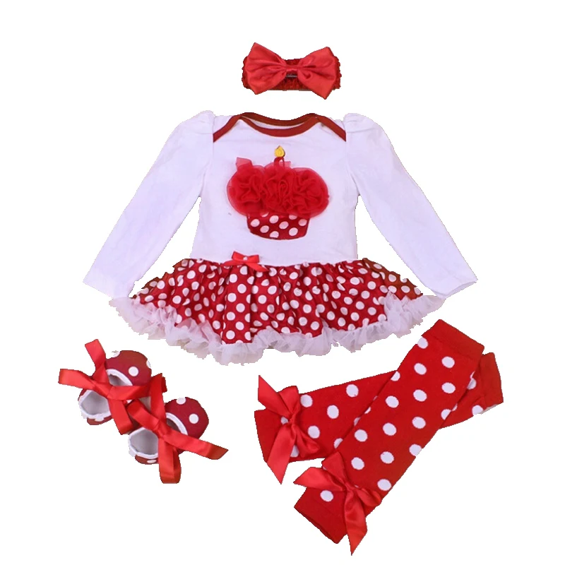 Весенний наряд с аппликацией для первого дня рождения комплект из 4 предметов