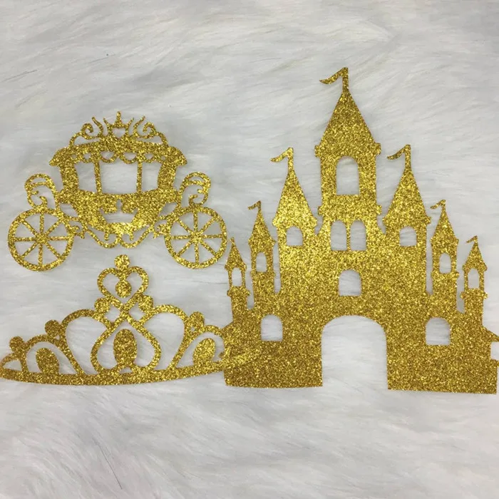 Crown Castle car От одного до четырех, 8 шт./партия, украшение для торта в виде замка, машины, короны, принцессы, Комбинированная юбка ручной работы, Нарядное украшение для девочек на день рождения, вечерние украшения, поставка - Цвет: Crown Castle car
