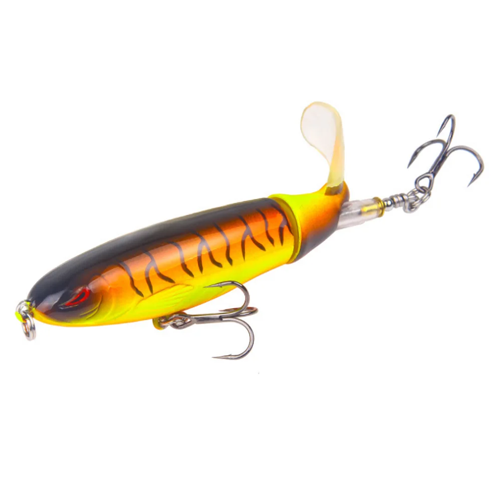 2 1pcs Quality Whopper Plopper 100mm/ 13.2g Artificial Top Water Fishing Lure Hard Bait Wobbler Rotating Soft Tail Fishing Tackle - Цвет: 2
