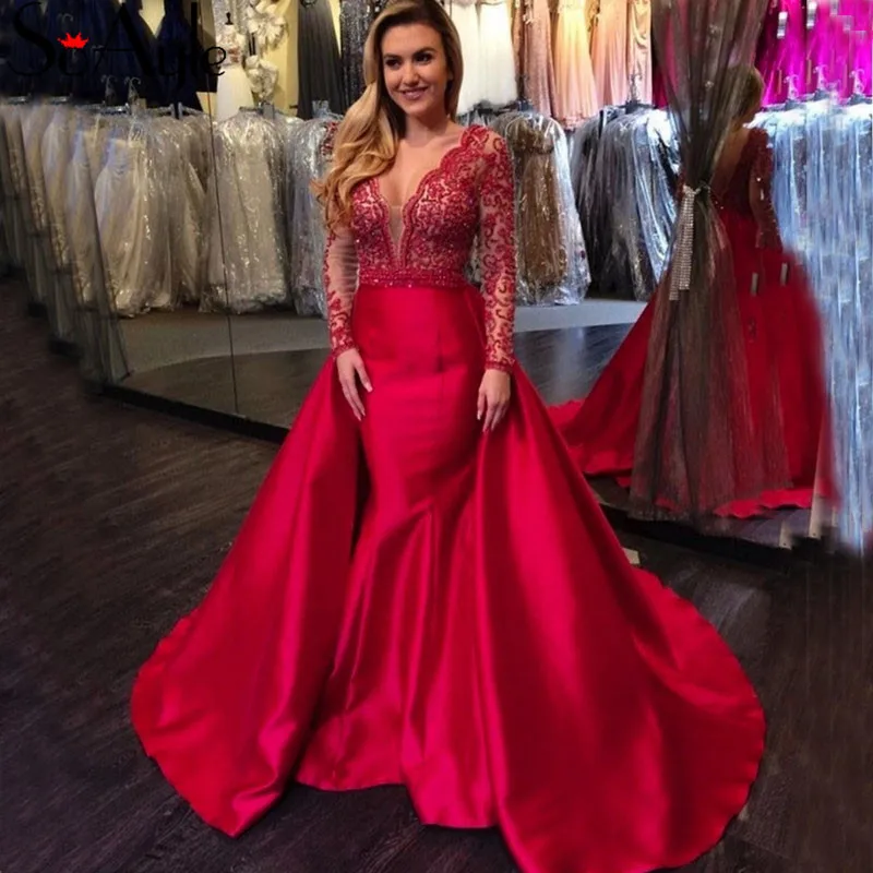 

Женское вечернее платье-Русалка SoAyle, кружевное платье с длинным рукавом для выпускного вечера, 2019