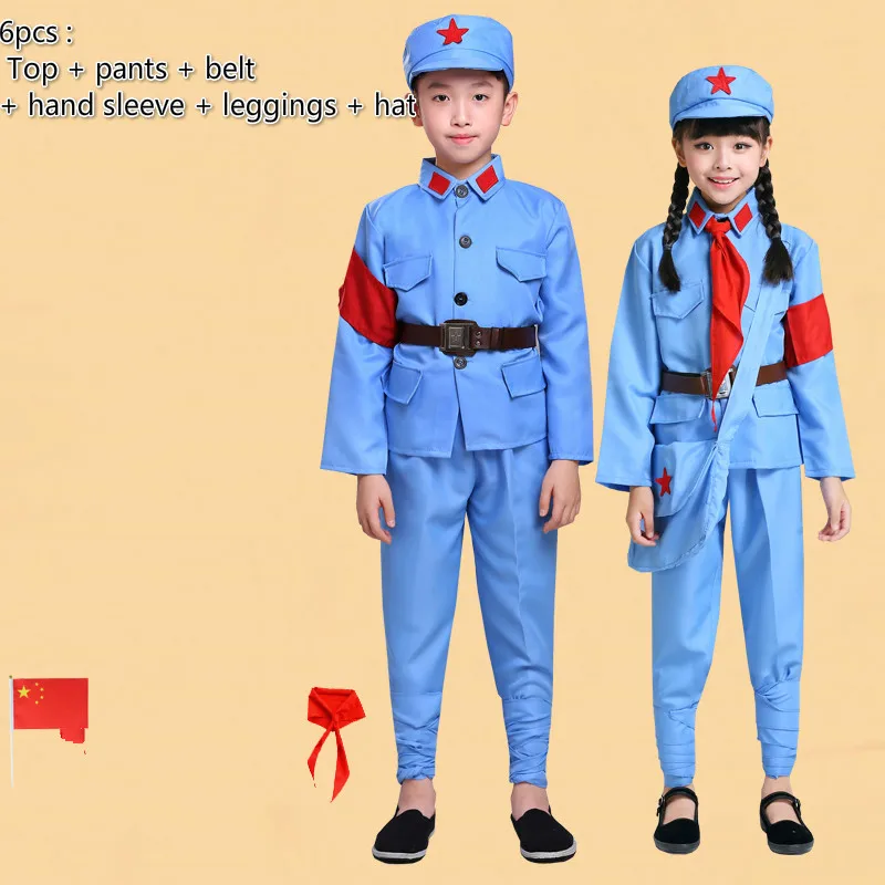 sky blue Детская восьмая маршрут армейская Одежда для взрослых Красная Армия сценические выступления для девочек Новая четвёртая армейская форма Одежда для хора Косплей - Цвет: sky blue