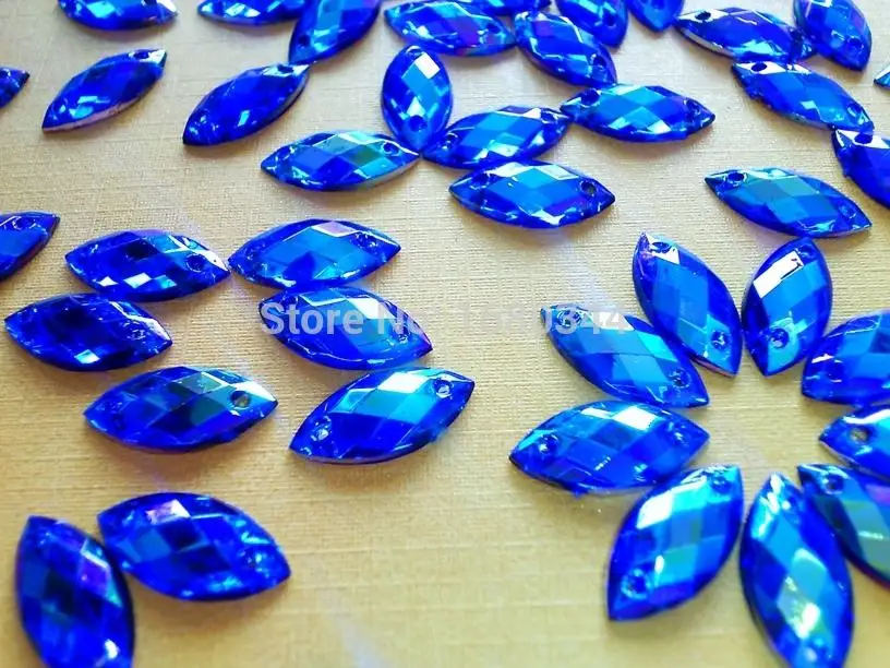 Пришивные камни 7*15 мм в форме пупка с плоской задней поверхностью стразы Dakk