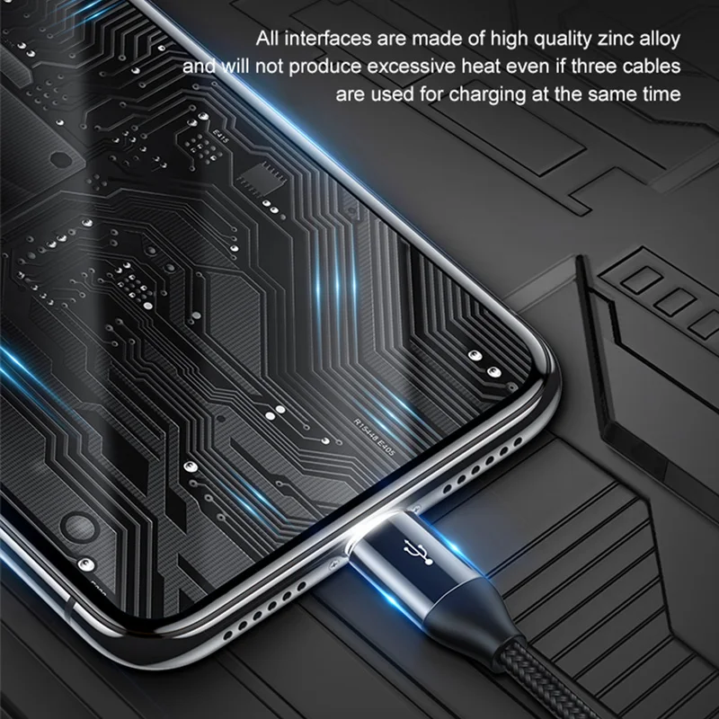 Baseus 3 в 1 USB кабель 3.5A usb type C зарядный кабель для мобильного телефона iPhone Xiaomi samsung Быстрое зарядное устройство Micro type-c шнур