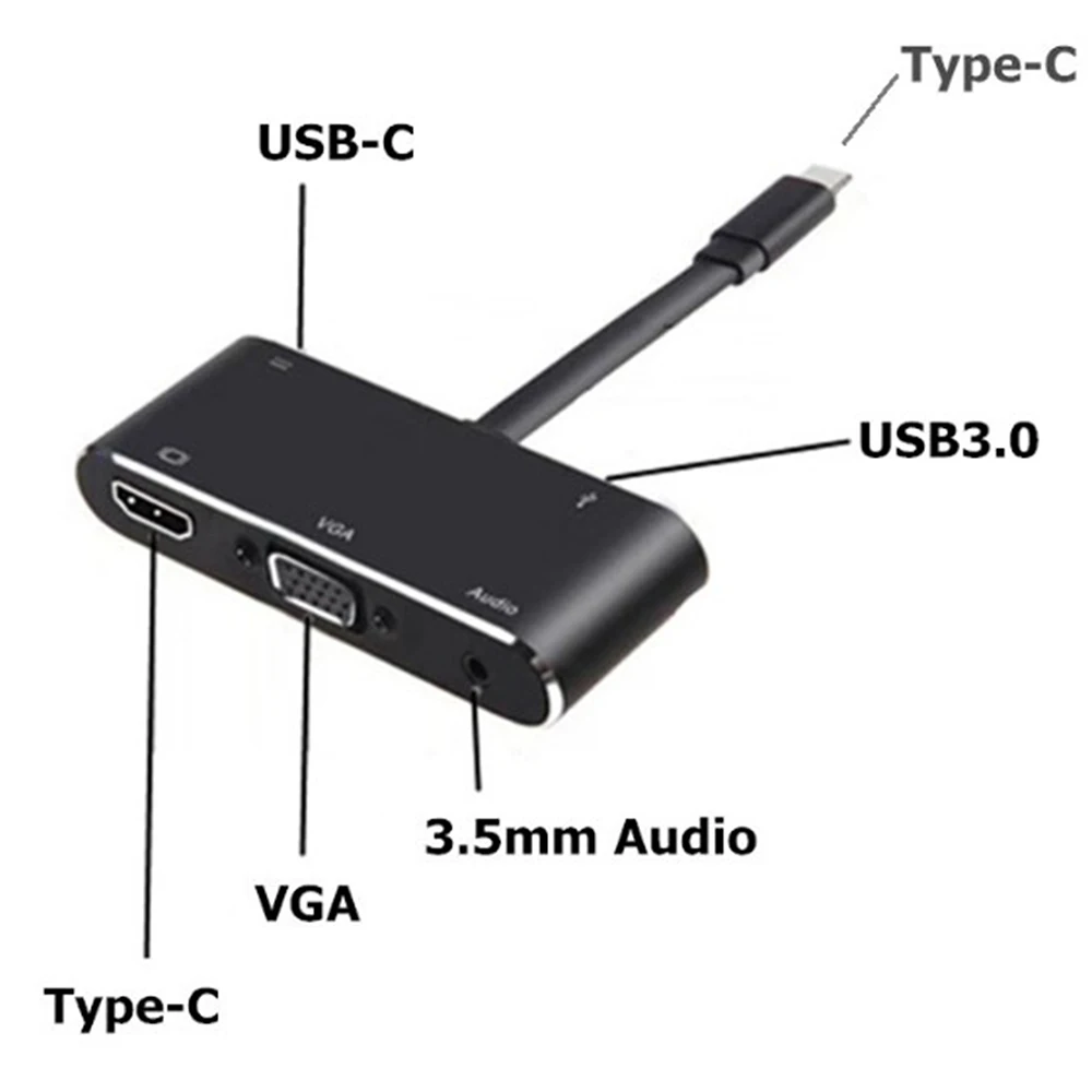 5 в 1 USB 3 USB-C Type C к HDMI 4K VGA мм аудио 0 PD зарядный адаптер концентратор для Macbook |