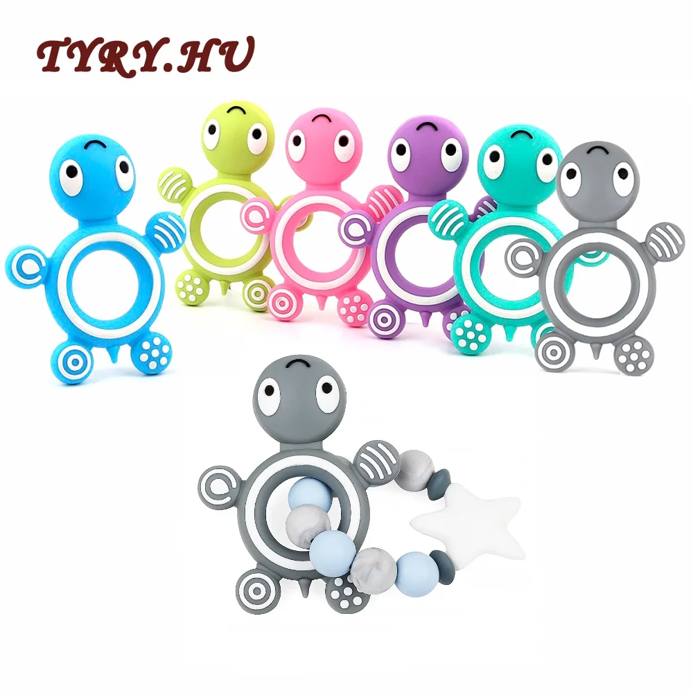 

TYRY.HU 1pc Silicone Teether Turtle Silicone Bracelet Necklace Pendant BPA Free Baby Teething Nursing Toy Pacifier Chain Gift