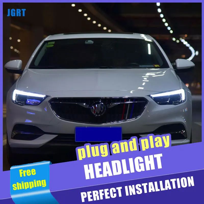 

2PCS Car Style LED headlights for Buick Regal 2018-2019 for Regal head lamp LED DRL Lens Double Beam H7 HID Xenon bi xenon lens