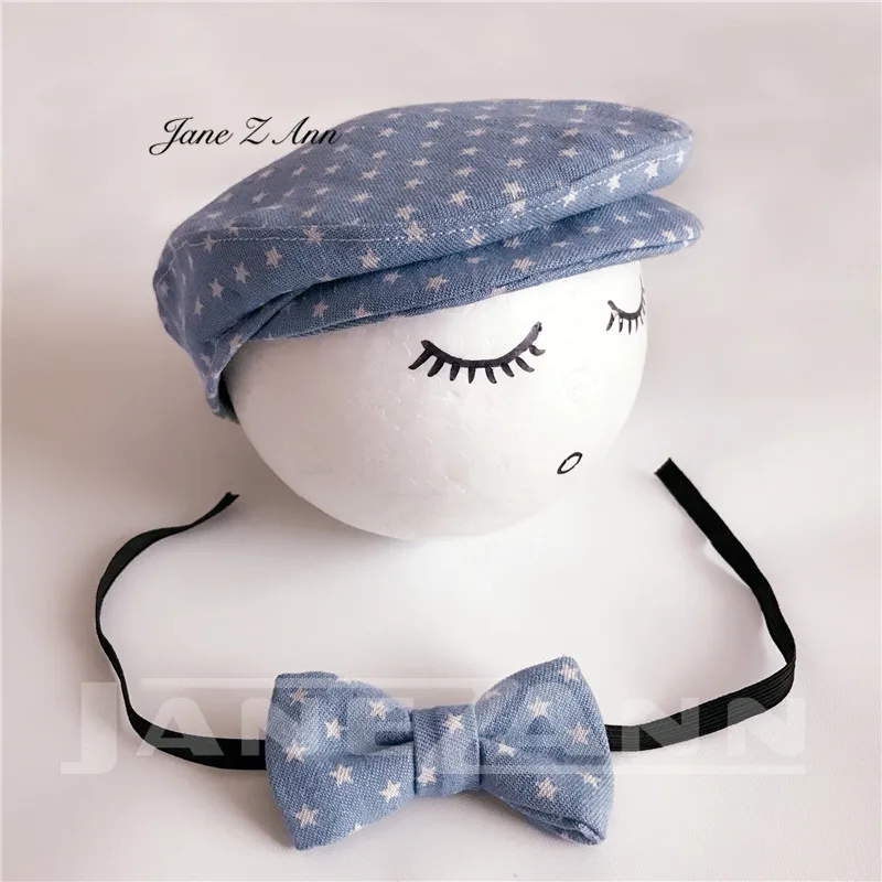 Jane Z Ann Newborn Photo Props Baby Boys Beret Hat + Bow Tie Set Photography Gentleman Cap Outfit | Детская одежда и обувь