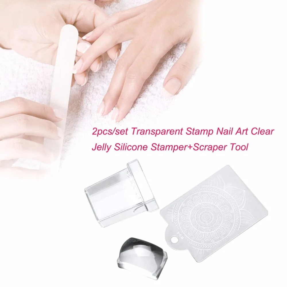 2 шт./компл. прозрачный штамп для ногтей дизайн желе силиконовая прокладка