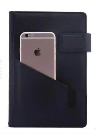 Black A5 логотип имя Настроить ПУ блокнот планировщик с держателем карты телефона магнитная пряжка деревянный узор Обложка студенческий подарок для детей - Цвет: Black