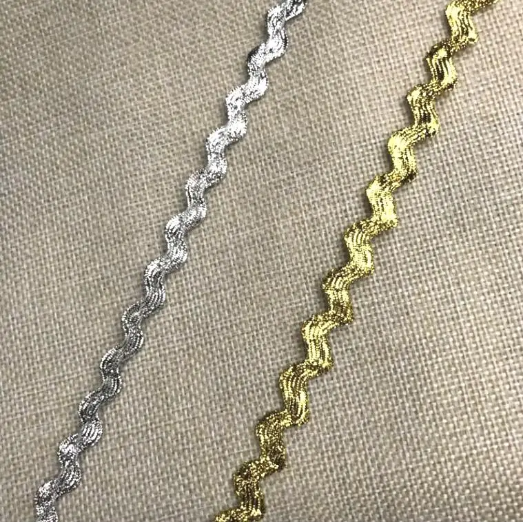 5 метров Высококачественная Золотая и серебряная нитка с кружевной отделкой для