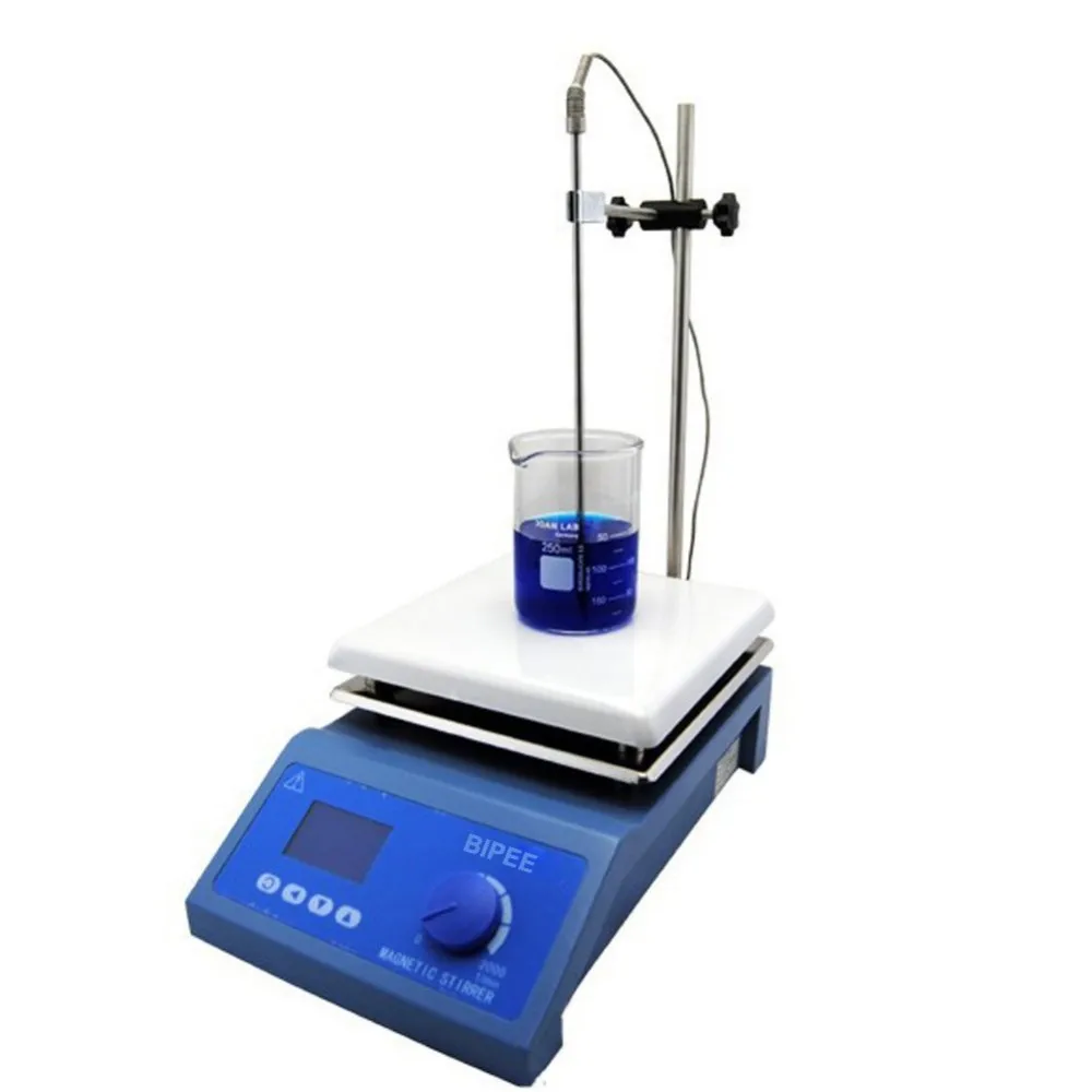 SH-4C Laboratory Digital Magnetic Stirrer with heating 19x19cm Ceramic Panel 100-2000 RPM 5L Volume Temperature Control Display |